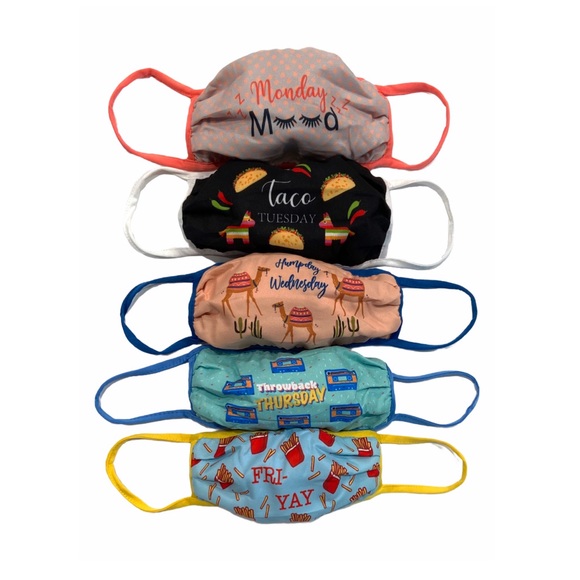 🌻3/$18 or 5/$25🌻5 pack Of Trending Weekday Hashtags Face Mask Set - Picture 3 of 5